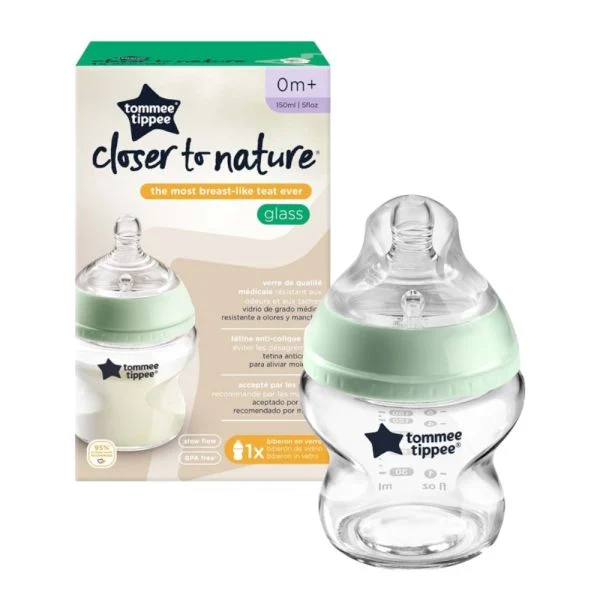 220 Tommee Tippee Nature Glass Feeding Bottle 150ml - Image 1